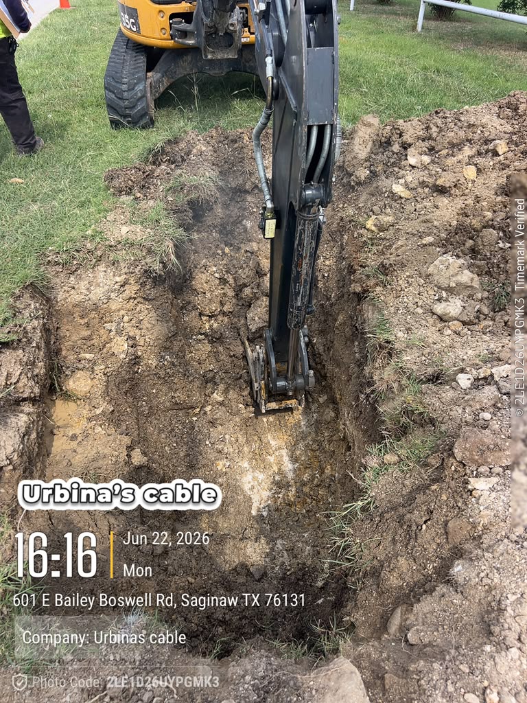 Trench cut for a service run in Saginaw, TX